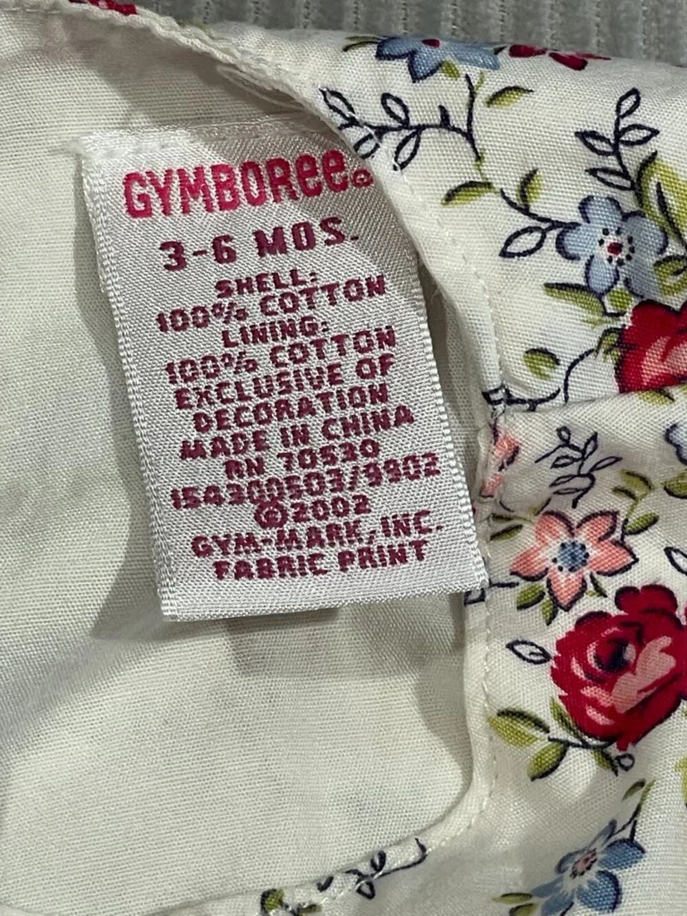 Vintage 2002 Gymboree Baby Girl Smocked Floral Cotton Dress 3-6 Months